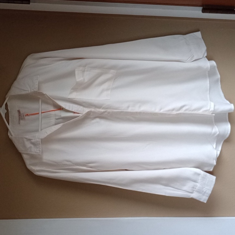 Knox Rose White Button Up Classic Basic Minimalist Style Lyocel Shirt Size L